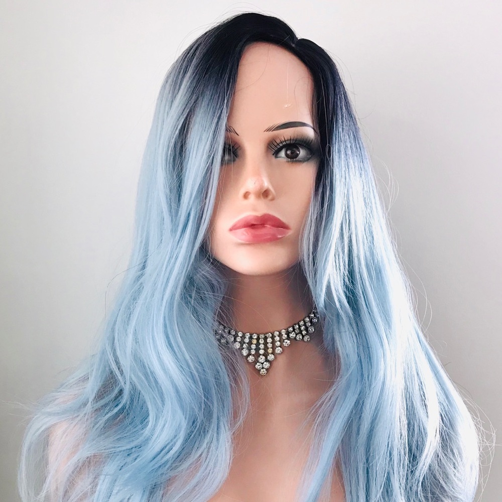 A Pretty Ombre Blue 🖤Put On & Go🩵Synthetic Wig for Events - NO FURTHER DISCOUNT🌷